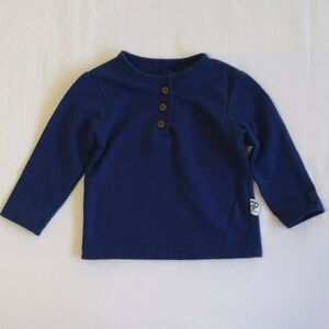chick pea blue henley long sleeve sweatshirt top 12 months baby boy
